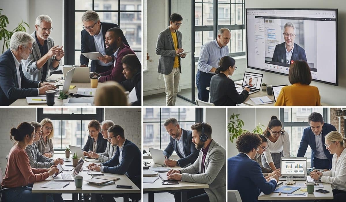 business team connectivity modern office