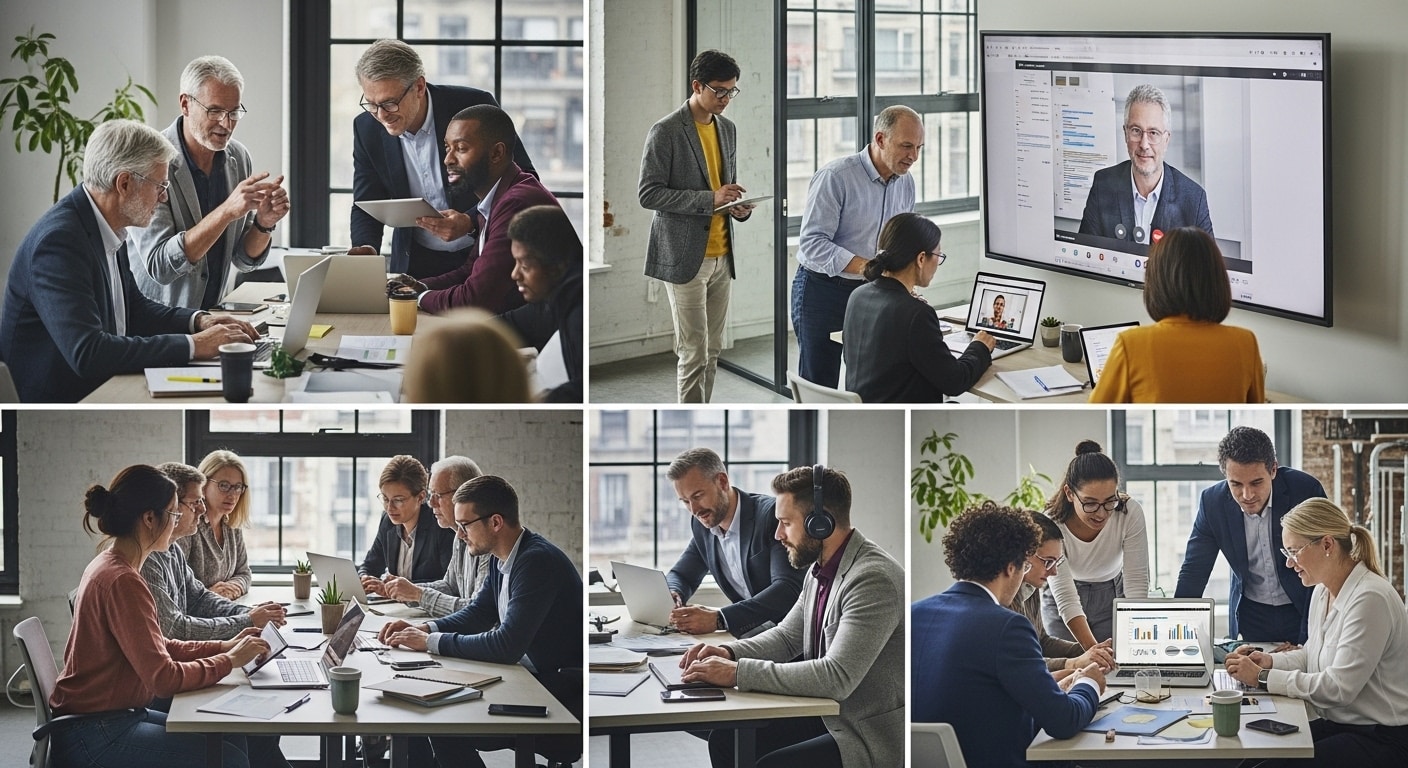 business team connectivity modern office