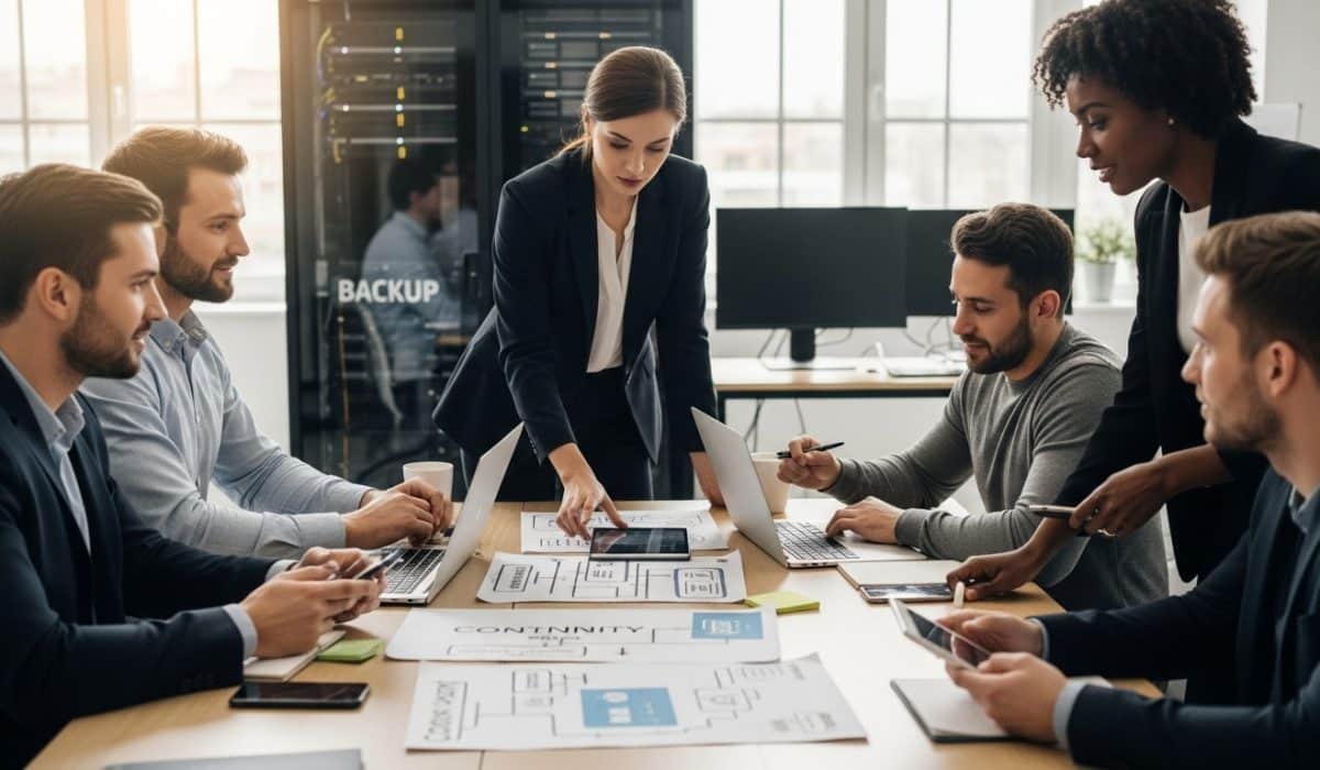 business continuity planning, office teamwork, crisis management